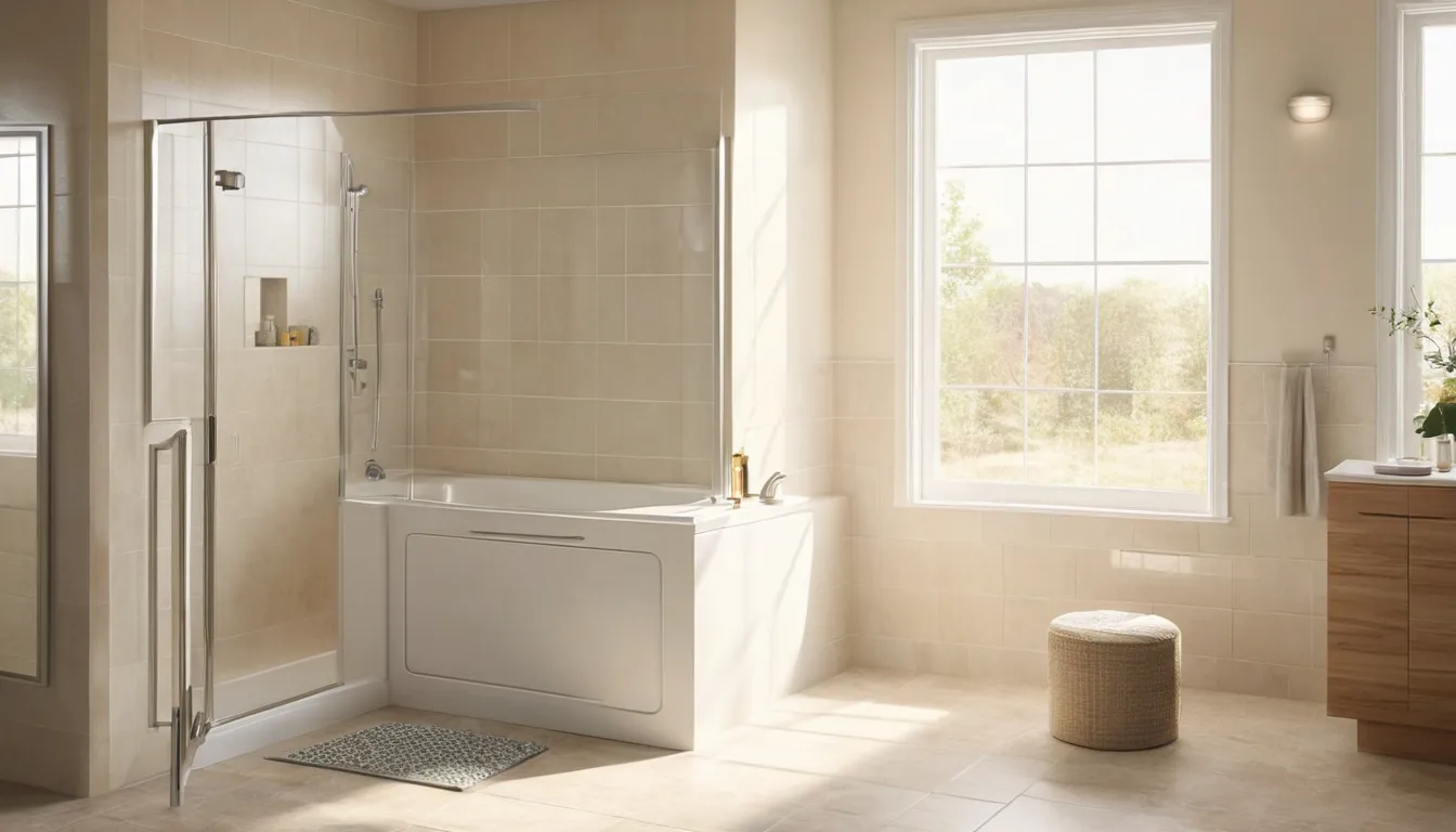 A bright, accessible bathroom with a walk-in tub in Gary